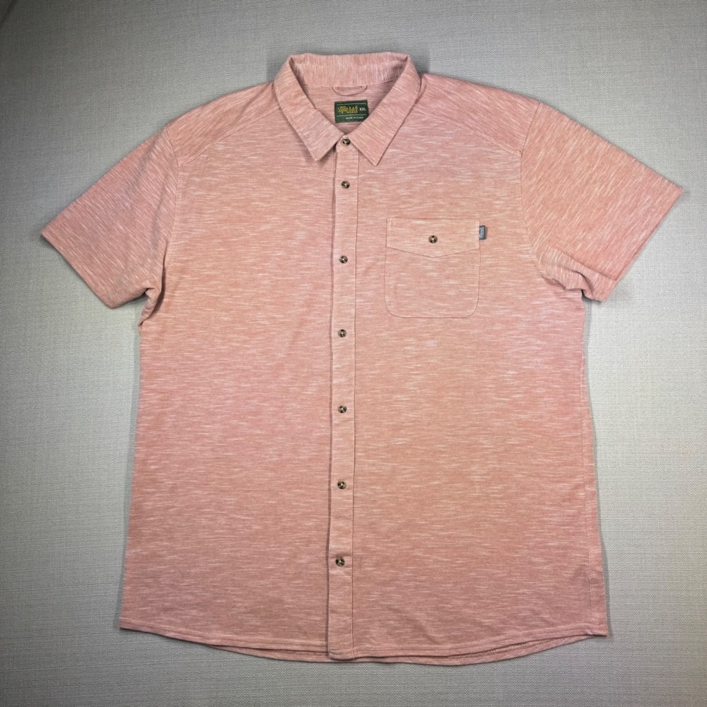 Marsh Wear Mens S/S Coffin Point Button Up Shirt Pink Heathered Size XXL
